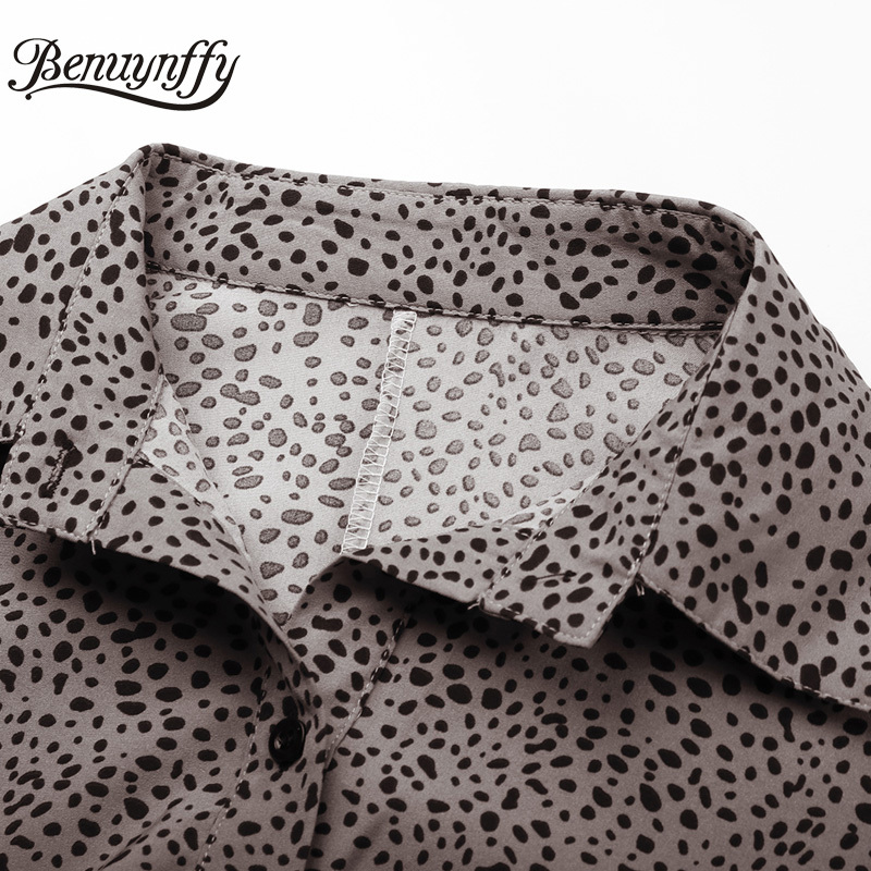 Turn-down Collar Print Shirt Dress Women Long Sleeve Button Up Ruffle Hem es Spring Office Ladies Mini 210510