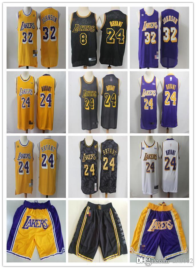 Mens Los Angeles Lakers 32 Magic Johnson 24 Bryant Yellow purple Basketball Shorts Basketball Jersey, Black;red 
Mens Los Angeles Lakers 32 Magic Johnson 24 Bryant Yellow purple Basketball Shorts Basketball Jersey, Black;red