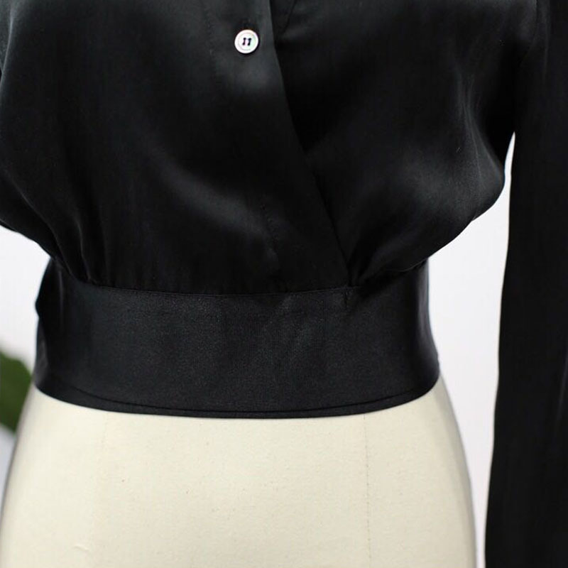 Minimalist Short Black Shirt For Women Lapel Long Sleeve Casual Blouse Female Fashion Clothing Spring 210524