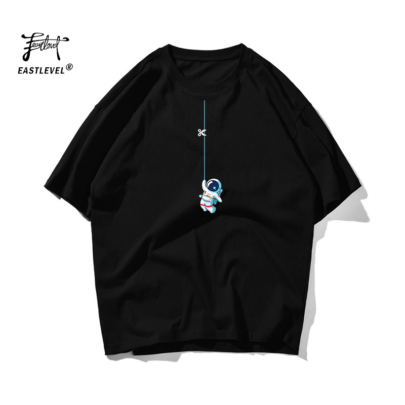 Fashion creative astronaut print short sleeve t-shirt men's loose half sleeve round neck T-shirt, Black
Fashion creative astronaut print short sleeve t-shirt men's loose half sleeve round neck T-shirt, Black