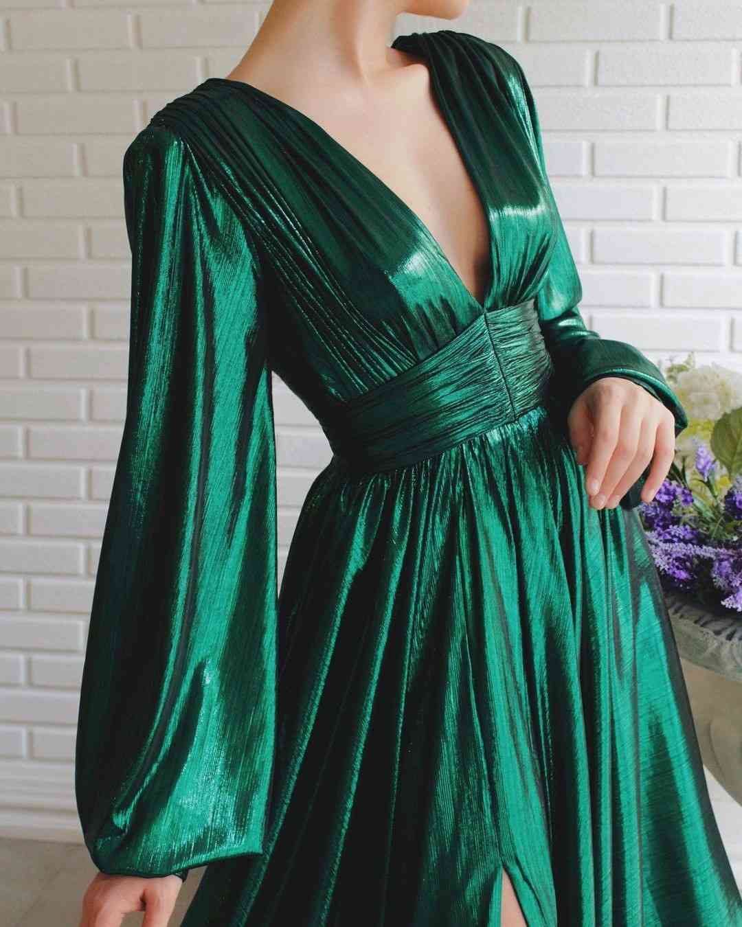 Women Dress Temperament Party es Deep V Neck Lantern Sleeve Maxi High Waist Large Swing Plus Size es 210513