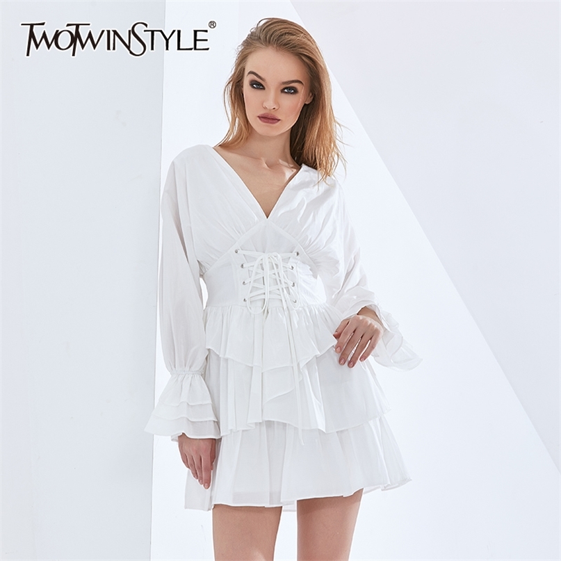 Patchwork Ruffle Tunic Dress For Women V Neck Long Sleeve High Waist Cross Lace Up Bowknot Dresses Female Fashion 210520, Pink
Patchwork Ruffle Tunic Dress For Women V Neck Long Sleeve High Waist Cross Lace Up Bowknot Dresses Female Fashion 210520, Pink