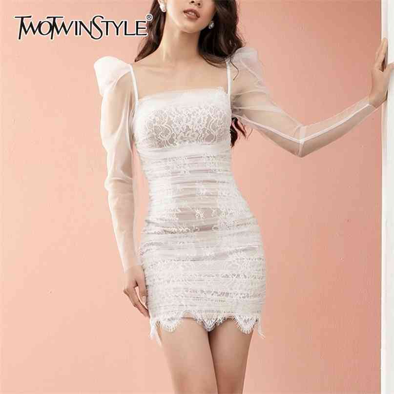 Sexy Mesh Patchwork Dress Women Square Collar Puff Sleeve High Waist Lace Mini Summer Dresses Female Fashion 210520, White
Sexy Mesh Patchwork Dress Women Square Collar Puff Sleeve High Waist Lace Mini Summer Dresses Female Fashion 210520, White