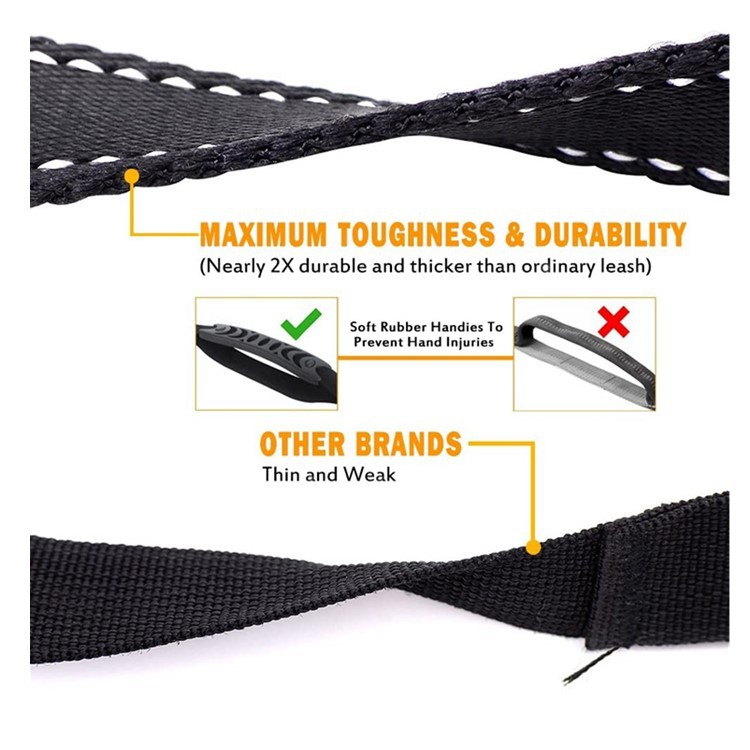 6FT Heavy Duty Dog Leashes 2 Padded Handles No Pull for Shock Absorption with Car Seat Belt Strong Bungee Reflective Training Walking Dogs Leash