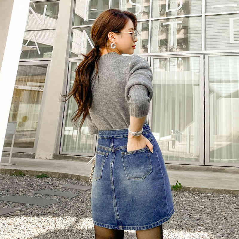 Fashion Full Sleeve Pearls Sweaters Modern Lady Tops Pullovers Stylish Women Black Autumn O-Neck Beading Knitted 210506