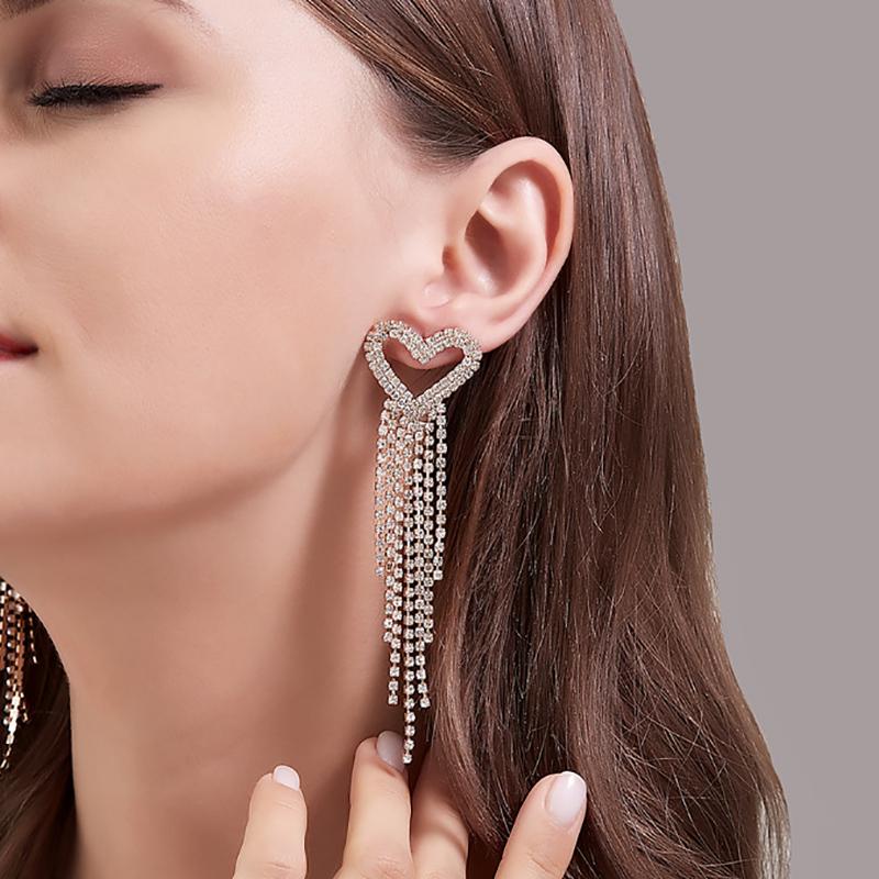 Dangle & Chandelier Crystal Heart-shaped Tassel Gold Color Earrings For Women Wedding Drop Earing Bridal Fashion Jewelry Gifts
Dangle & Chandelier Crystal Heart-shaped Tassel Gold Color Earrings For Women Wedding Drop Earing Bridal Fashion Jewelry Gifts
