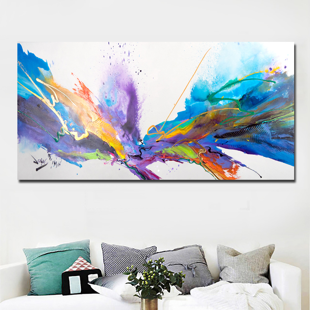 Abstract Art Blueberry Burst Watercolor Blue Canvas Painting Wall Art Prints For Living Room Abstract Clouds Art Prints Poster