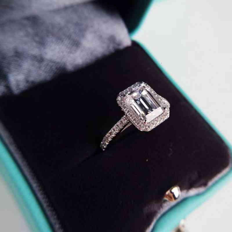 Emerald Cut 2ct Diamond Cz Ring 925 Sterling Silver Promise Engagement Wedding Band Rings for Women Gemstones Party Jewelry Gift