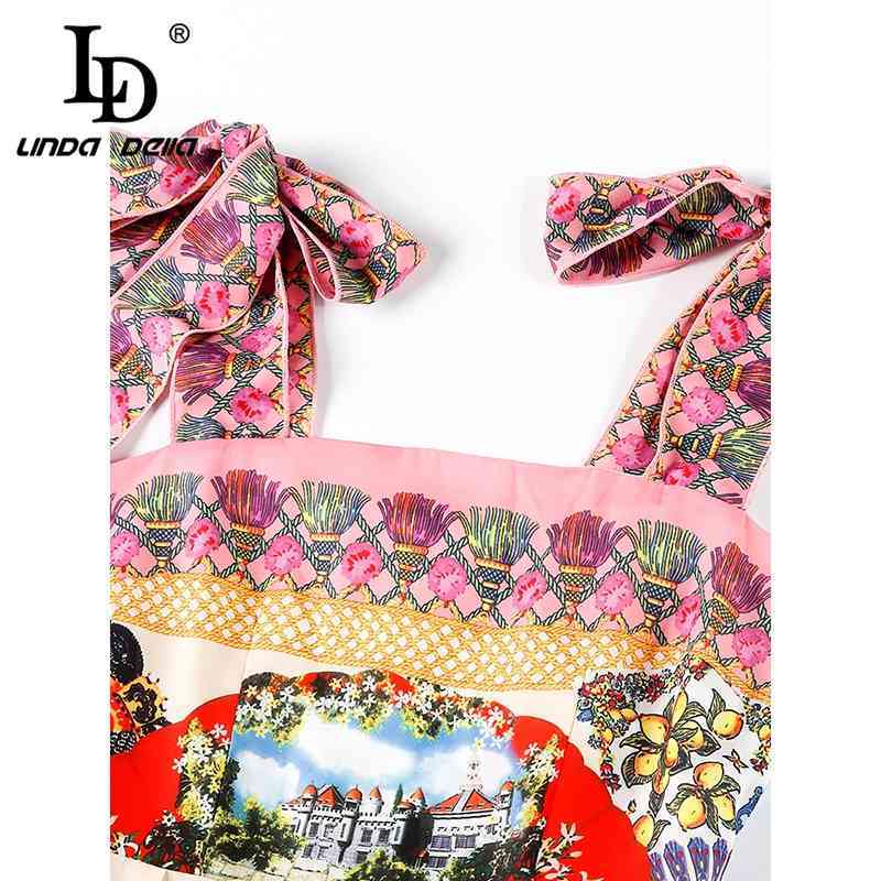 Fashion Runway Summer Dress Women's Spaghetti Strap Vintage Floral Print Sexy Mermaid Sheath Party 210522