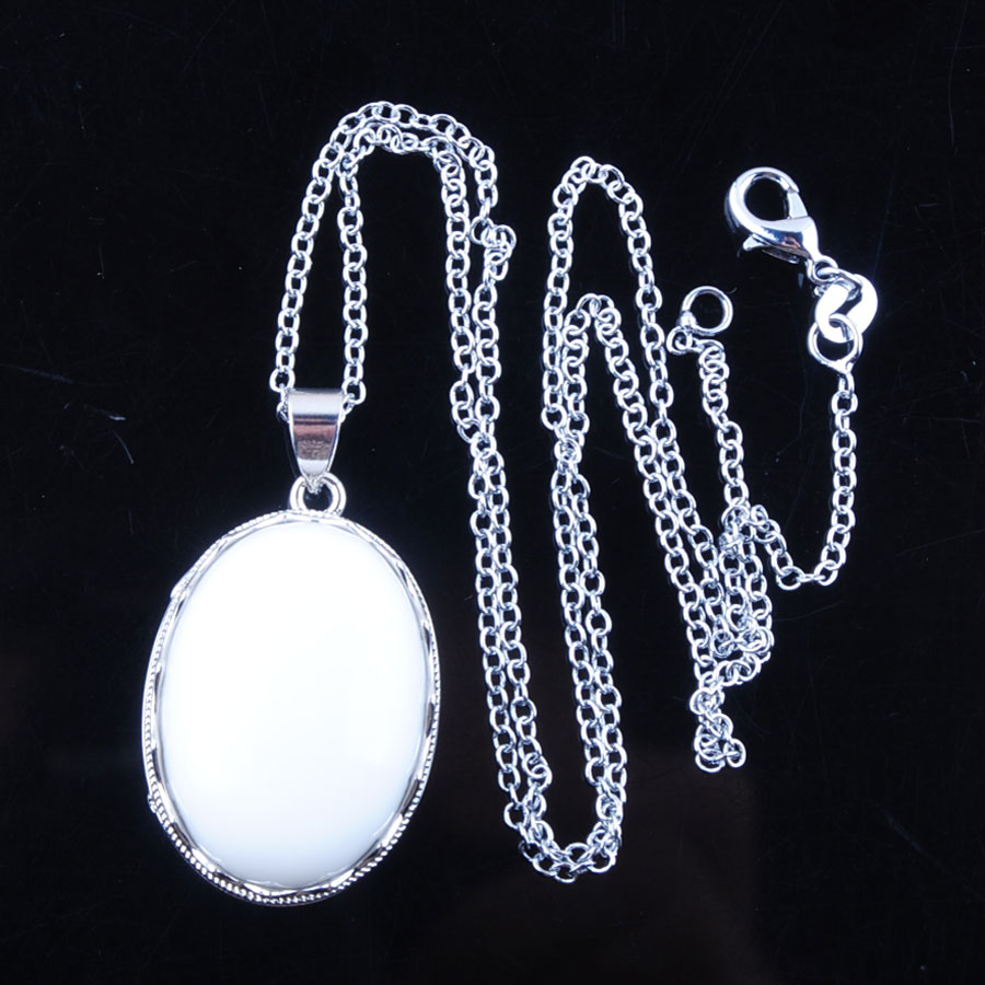 WOJIAER Women Pendant Natural Blue Howlite Aventurine Green Jade Gem Stone Egg Bead Silver Pendants Men Jewelry Making BN329