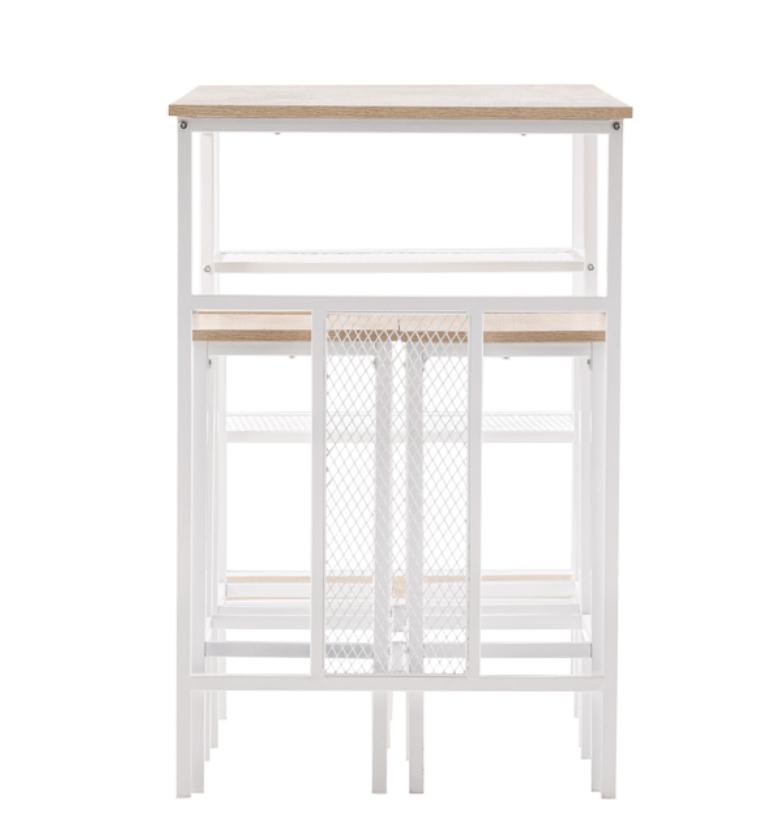 Bedroom Furniture Rectangular Disassembly Assembly P2 Board Iron Light Brown Wood Surface Bracket Three Storage Layers 1 Table 4 Chairs Dining and Cha