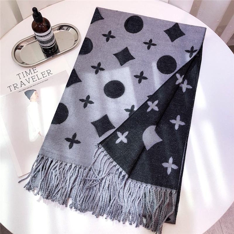 Super Warm Soft Winter Scarves Women Long Tassel Scarf Letter Jacquard Neckerchief 180*65CM
