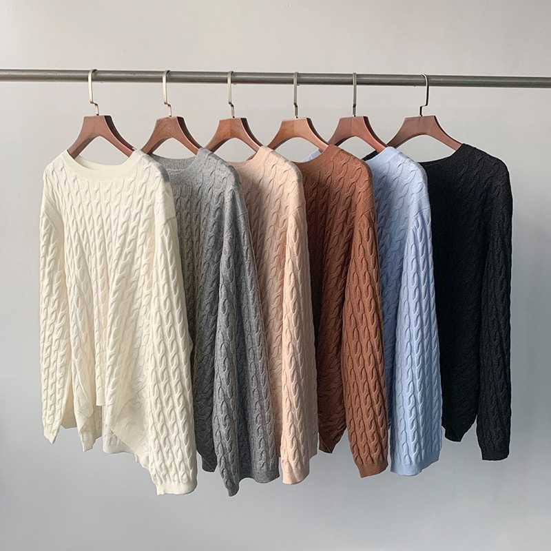 colors!! Tote*e cabl* winter season cashmere o-neck casual loose style longer rear sweater 211011Z