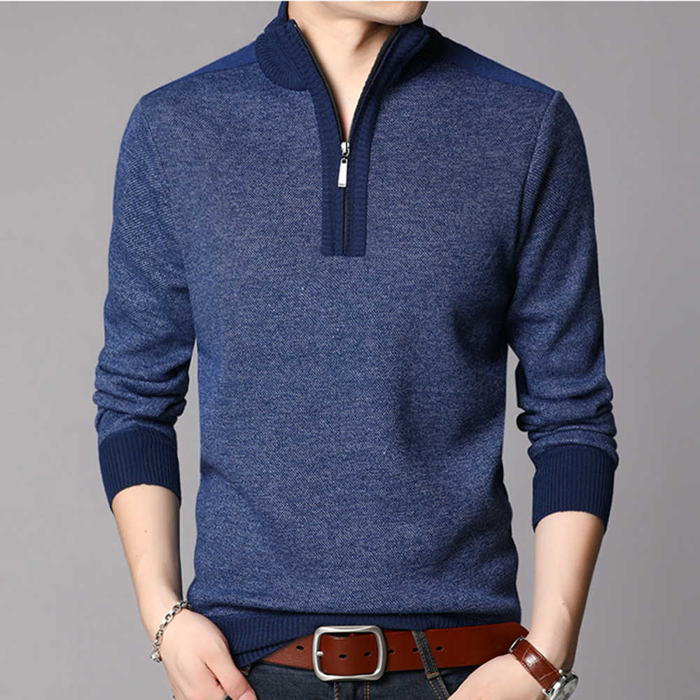 Cashmere Sweater Men Clothes Spring Autumn Winter Thick Warm Wool Pullover Men Casual Zipper Turtleneck Pull Homme MZM063 210818
