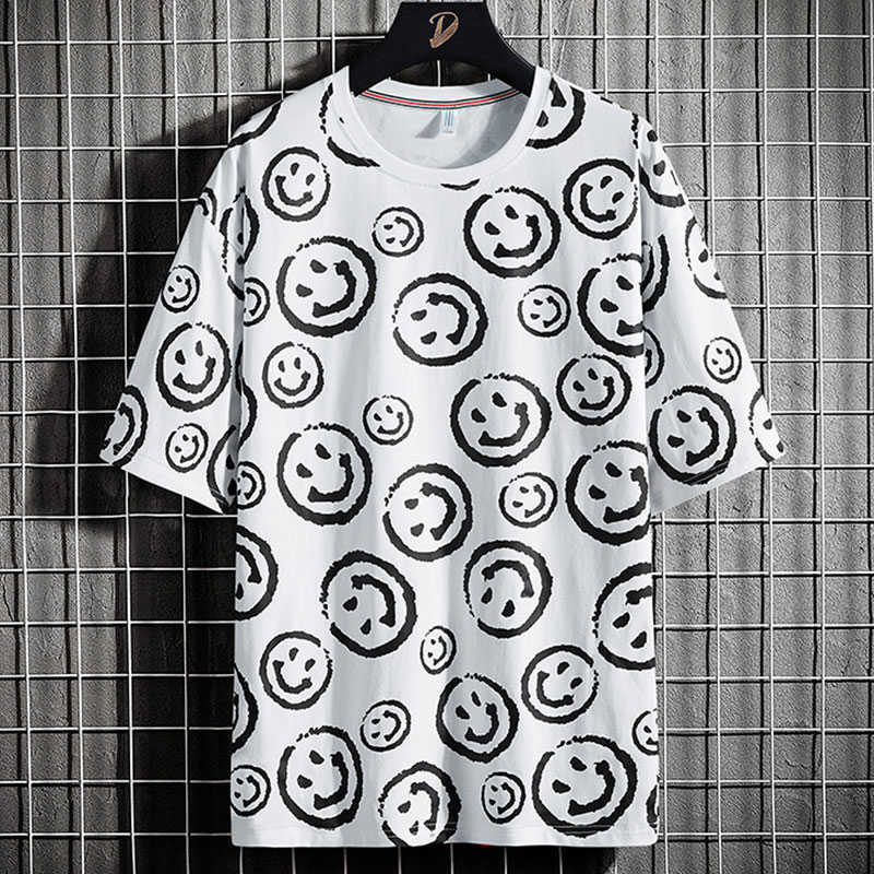 Summer Hip Hop Print T-shirts Men Streetwear Casual Oversized Cotton Tshirt Male Harajuku Loose Tee Tops Plus Size 6XL 7XL 8XL 210629