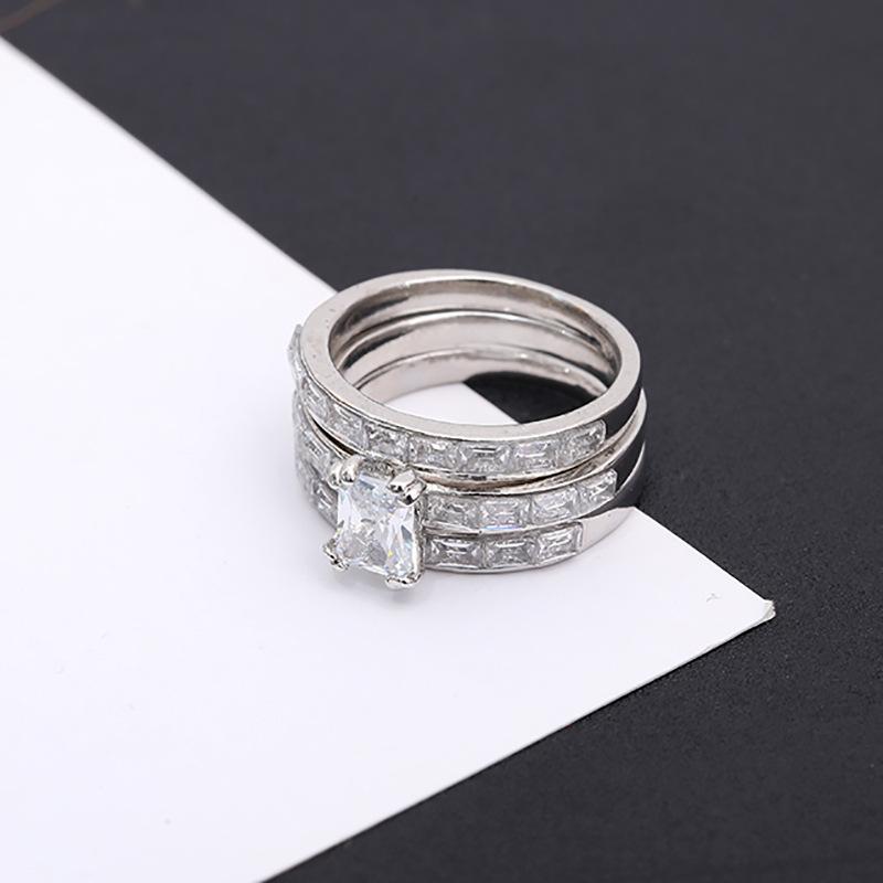 Wedding Rings Fashion Luxury Zircon Stainless Steel Lady Ring Set Girl's Charm Accessories Engagement Jewelry 3 / Piece
Wedding Rings Fashion Luxury Zircon Stainless Steel Lady Ring Set Girl's Charm Accessories Engagement Jewelry 3 / Piece