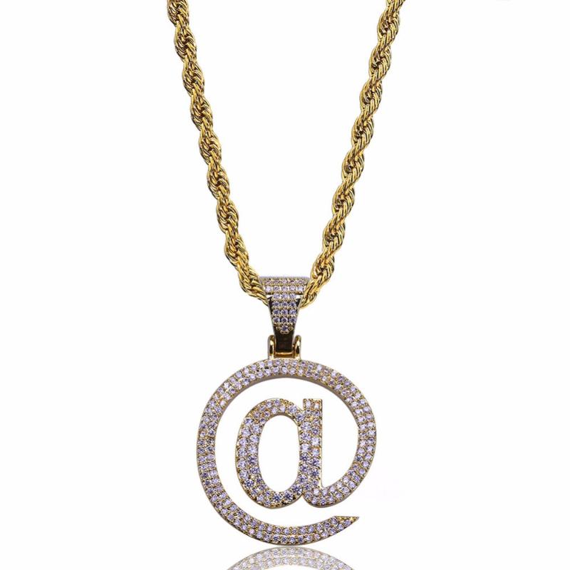 Pendant Necklaces Symbol @ Personality Men Pendants Gold Silver Color Copper Full Paved CZ Crystal Out Bling Hip Hop Rapper Jewelry
Pendant Necklaces Symbol @ Personality Men Pendants Gold Silver Color Copper Full Paved CZ Crystal Out Bling Hip Hop Rapper Jewelry