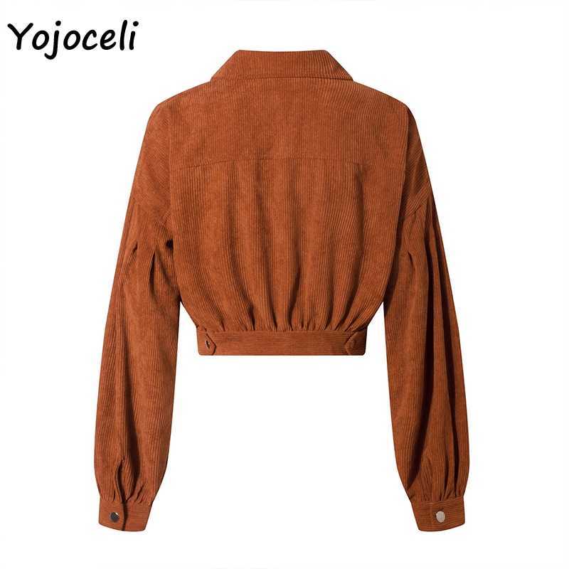 Yojoceli autumn winter corduroy coats jacket streetwear short outerwear 210609