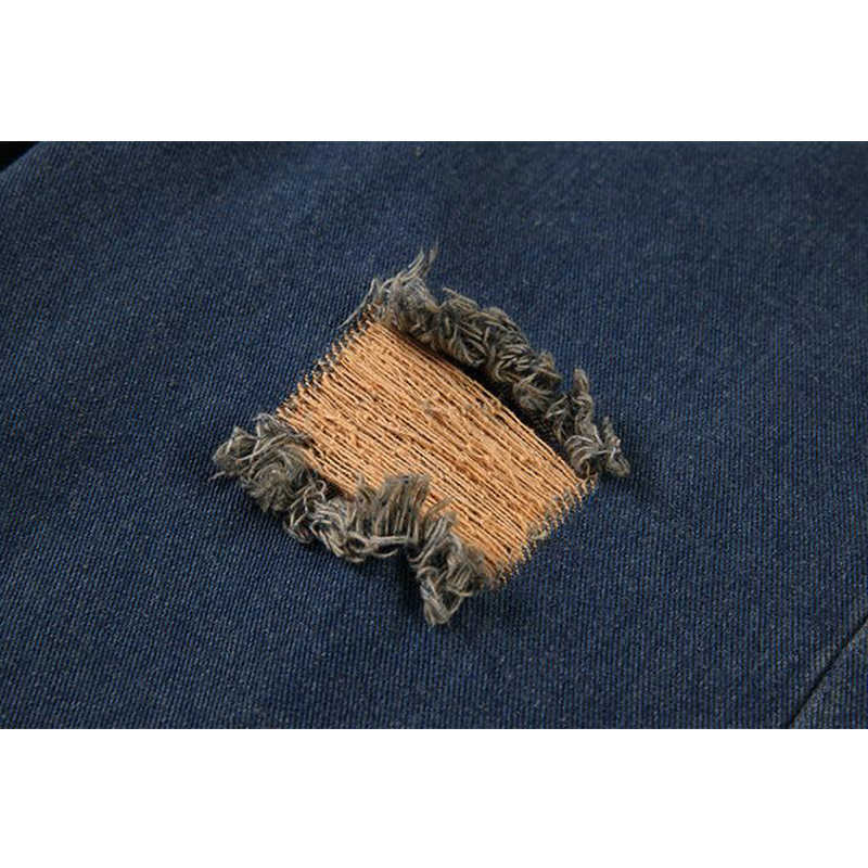High Waist Women Ripped Jeans Streetwear Causal Straight Summer Fashion Long Pants Baggy Blue Versatile Denim Trouser 210922