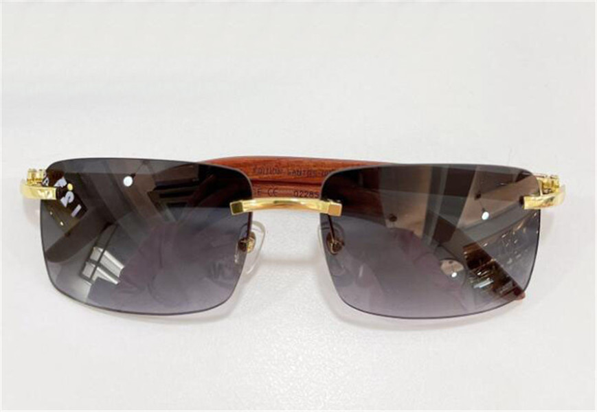 New fashion design sunglasses and optical eyewear 0228 square frameless wooden temples simple versatile style UV400 protective glasses