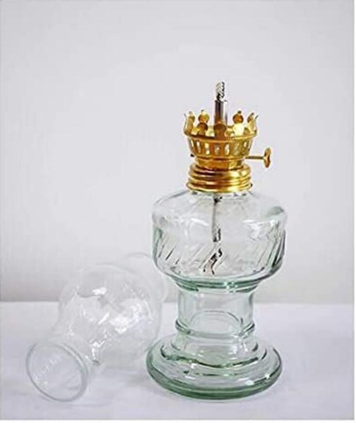 Glass Kerosene lamp Oil lamps Retro Transparent Desktop Home Emergency lamp Outdoor Windproof Glass Camping Tent lamps 2Pcs