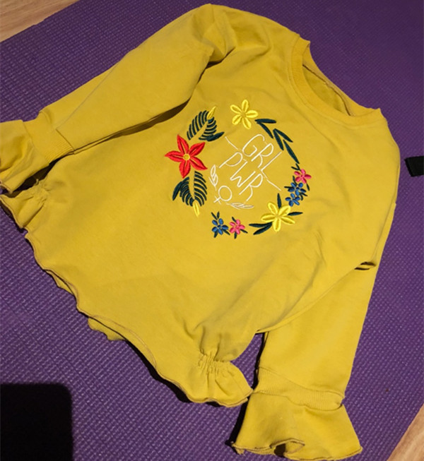 Autumn Spring Fashion 2-4 5 6 7 8 9 10 Years Children'S Gift Flower Letter Flare Trumpet Sleeve Kids Baby Girl Sweatshirts 220309