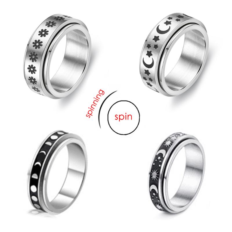 Cluster Rings Moon And Star Spinner For Women Titanium Steel Anxiety Ring Spinning Fidget Accessories Wedding Jewelry Wholesale KAR002, Golden;silver
Cluster Rings Moon And Star Spinner For Women Titanium Steel Anxiety Ring Spinning Fidget Accessories Wedding Jewelry Wholesale KAR002, Golden;silver