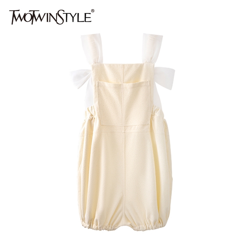 Casual Loose Playsuits For Women Square Collar Sleeveless Patchwork Bowknot Pockets Female Summer Fashion 210521, Apricot
Casual Loose Playsuits For Women Square Collar Sleeveless Patchwork Bowknot Pockets Female Summer Fashion 210521, Apricot