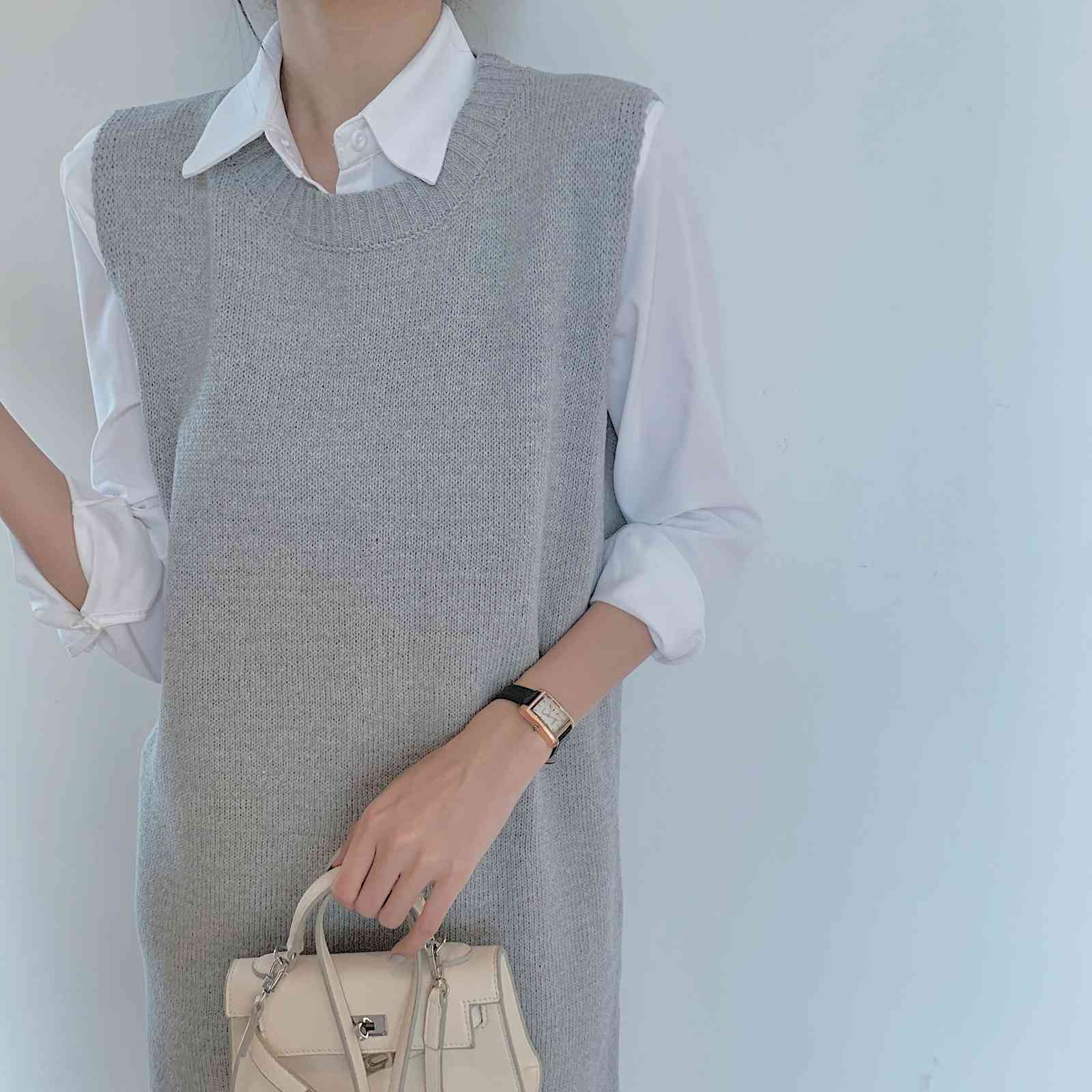 Autumn Winter long Knitted Women Sweaters vest Pullover Sleeveless Warm Casual Solid Dresses Vestido with belt 210519