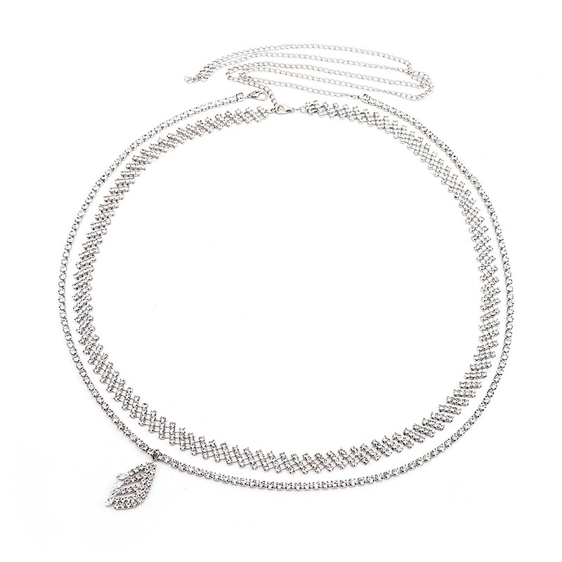 European and American Leaf Rhinestone Belly Button Crystal Body Waist Chain Jewelry, Silver
European and American Leaf Rhinestone Belly Button Crystal Body Waist Chain Jewelry, Silver