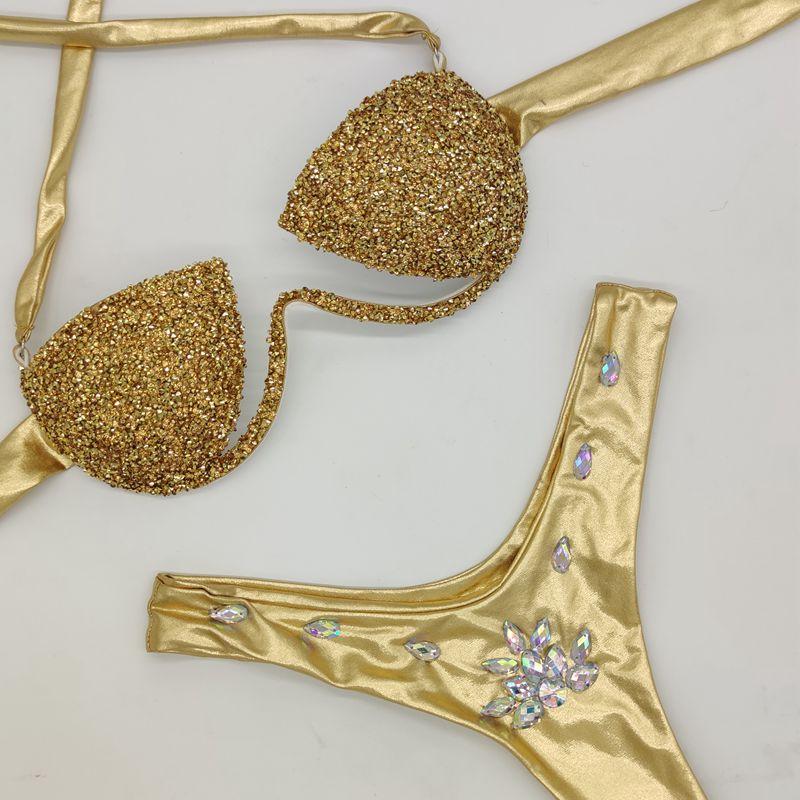 Women's Swimwear 2021 Vacation Rhinestone Bikini Set Bling Stones Swimsuit Good Quality Bathing Suit Sexy Women Beachwear