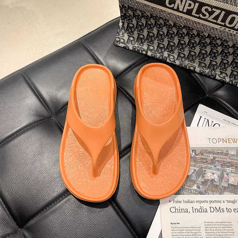 Lovers Flip Flops Summer Soft-soled Beach Shoes Muffins Fashion Thick-soled Wedges Outside Wear Sandals women slippers 210611
