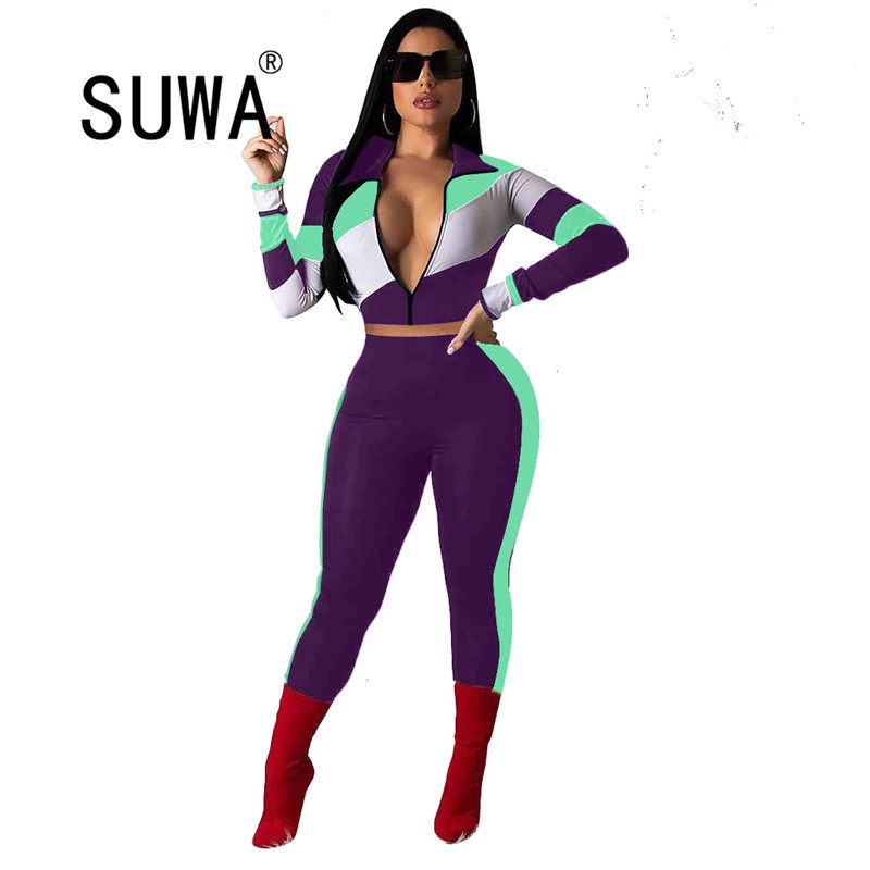 Casual Women's Tracksuit Tights Sportswear Fitness Suit For Female Clothing Workout Two Piece Outfits Long Sleeve Crop Top 210525, Purple
Casual Women's Tracksuit Tights Sportswear Fitness Suit For Female Clothing Workout Two Piece Outfits Long Sleeve Crop Top 210525, Purple