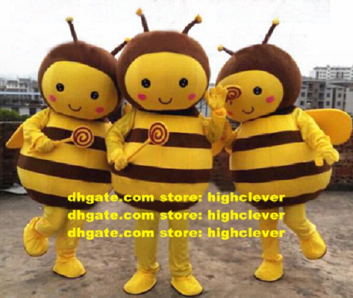 

Charming Yellow Bee Honeybee Wasp Hornet Mascot Costume Cartoon Character Mascotte Adult Chubby Belly Long Tentacles No.9706 FS, As in photos