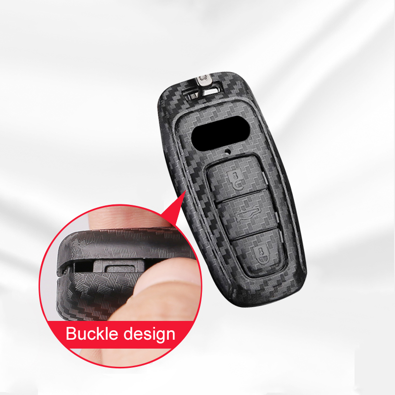 ABS Carbon Fiber Car Key Case Cover For A3 A4 B9 A6 C8 A7 S7 4K A8 D5 S8 Q7 Q8 SQ8 Etron Accessories