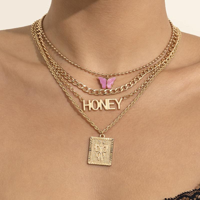 Chains Fashion Multilayer Pink Butterfly Metal Pendant Necklace For Women Bohemian Choker Necklaces HONEY Charm Chain Clavicle Jewelry, Silver
Chains Fashion Multilayer Pink Butterfly Metal Pendant Necklace For Women Bohemian Choker Necklaces HONEY Charm Chain Clavicle Jewelry, Silver