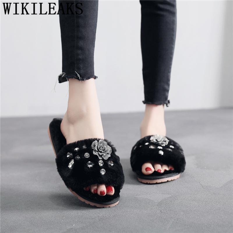 Slippers Fur Rhinestone Ladies Fluffy Luxury Shoes Women Designers Spring Plush Flat, Black
Slippers Fur Rhinestone Ladies Fluffy Luxury Shoes Women Designers Spring Plush Flat, Black