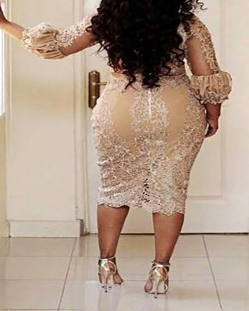 Champagne Lace Short Mother of the Bride Dresses Plus Size 2022 Tea Length 3/4 Long Sleeve Sheath Mother of Groom Gowns M02