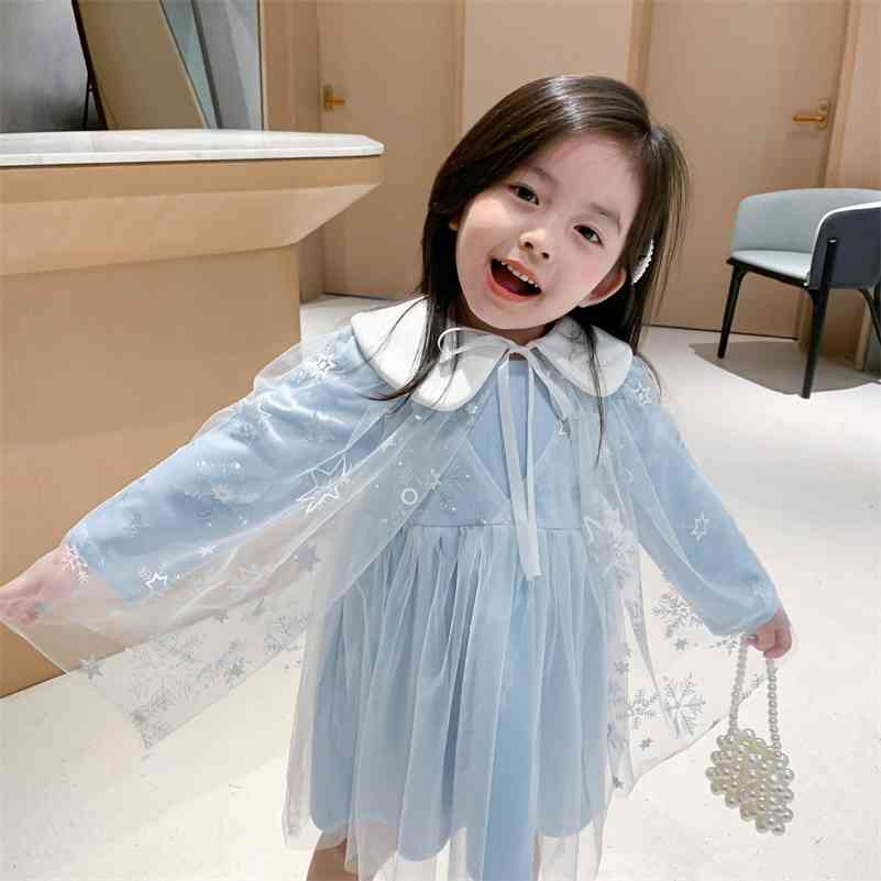 Autumn fashion little princess mesh long sleeve dress with cloak Fashion girls party 210708, Blue
Autumn fashion little princess mesh long sleeve dress with cloak Fashion girls party 210708, Blue