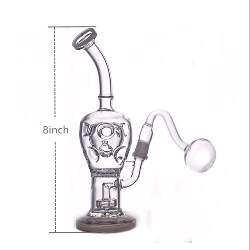 Faberge Fab Egg Hookahs Glass Bongs honeycomb Perc Recycler Water Pipes 14.5mm Oil Rig Showerhead Percolator with glass oil burner pipe