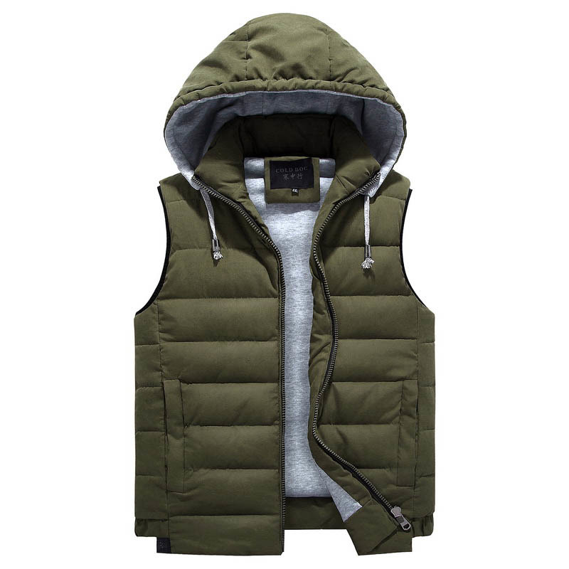 Vest Men 5XL 6XL 8XL Plus Size Winter Warm Fashion Casual Bodywarmer Vest Coat Waistcoat Hooded Zipper Sleeveless Jacket Male 210518