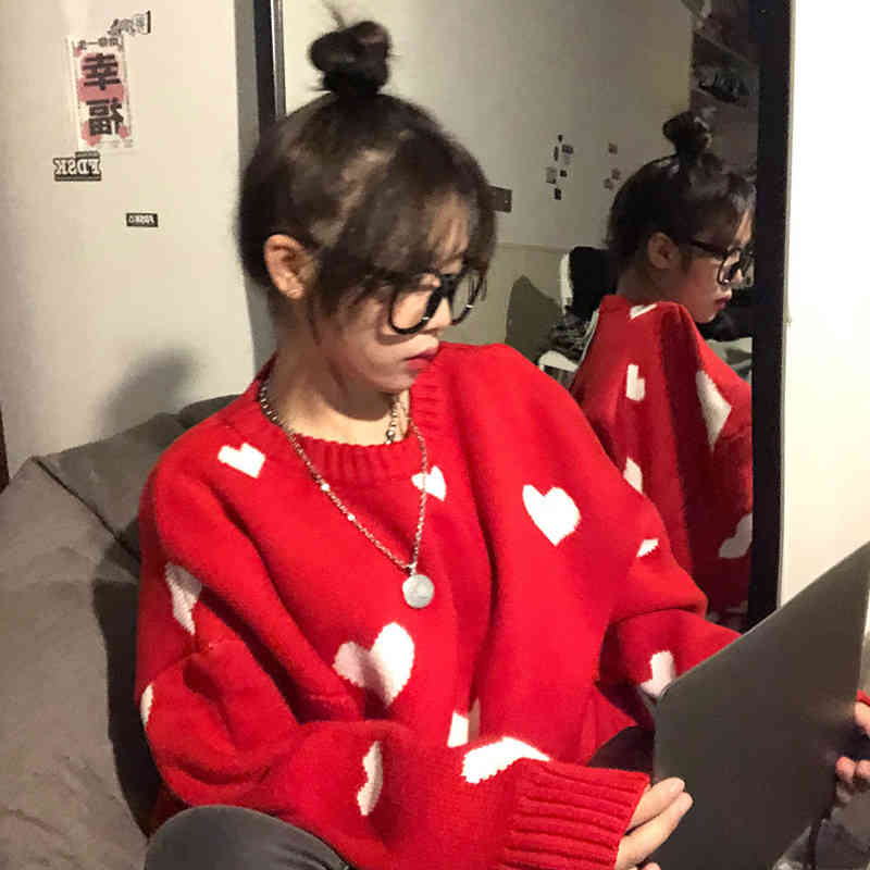 Nomikuma 2020 Autumn Winter Women Sweater Korean Love Heart Knitted Pullover Causal Long Sleeve O-neck Pull Femme B037, Green
Nomikuma 2020 Autumn Winter Women Sweater Korean Love Heart Knitted Pullover Causal Long Sleeve O-neck Pull Femme B037, Green