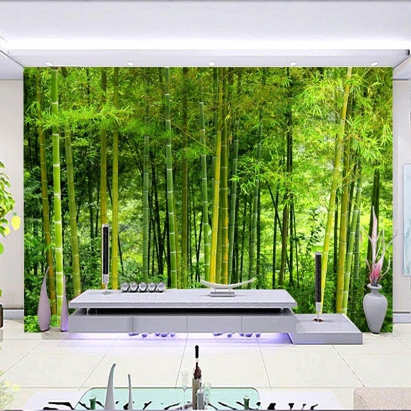 Custom High Quality Bamboo Self Adhesive Wallpaper Living Room TV Sofa Backdrop Mural 3D Nature Landscape Decor Waterproof