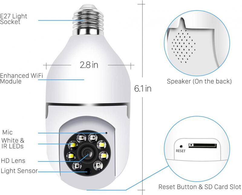 1080P Wifi 2 Indoor Camera E27 Bulb Security Intelligent Mini IP Surveillance Wireless 360 CCTV Baby Monitor Auto Track Smart Home