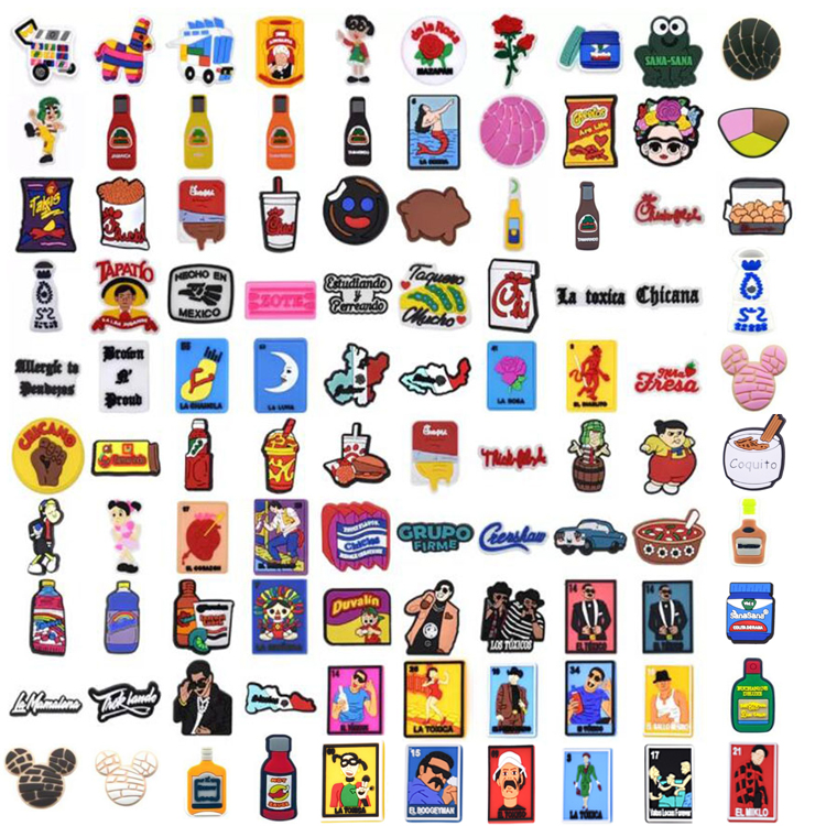 Wholesale 100 styles Mexican Random Different PVC Shoe Charms for Shoe and Bracelet with Holes Party Gift
Wholesale 100 styles Mexican Random Different PVC Shoe Charms for Shoe and Bracelet with Holes Party Gift