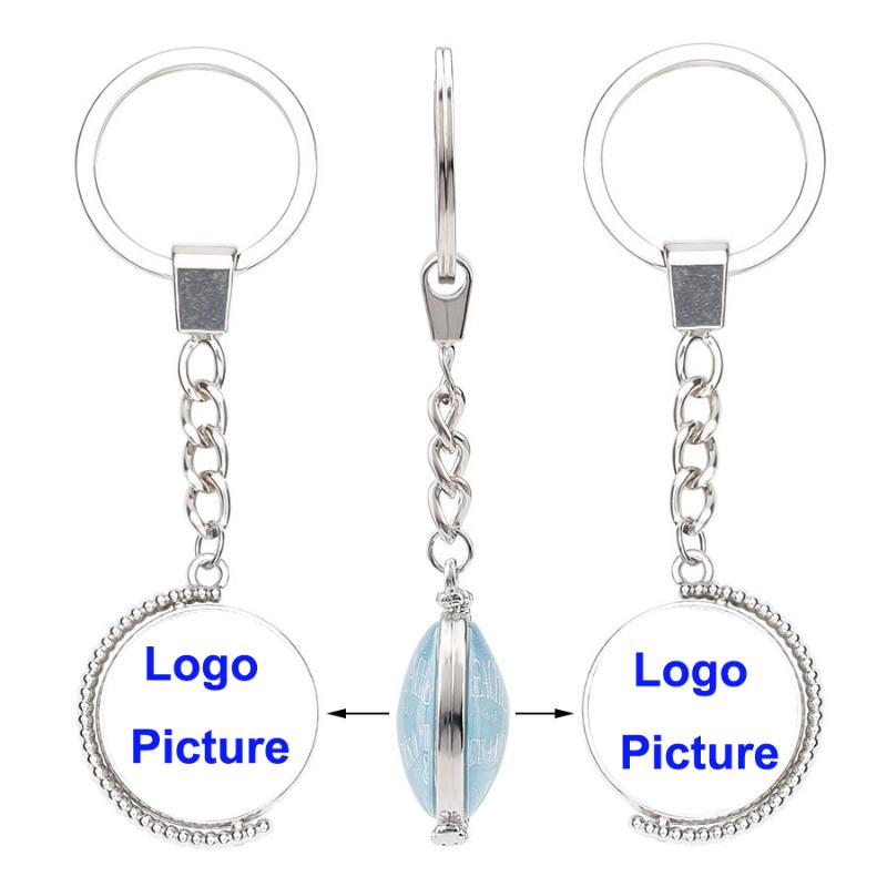Keychains Two-sided Glass Charm Keychain & Keyring Custom Made Logo Picture Text