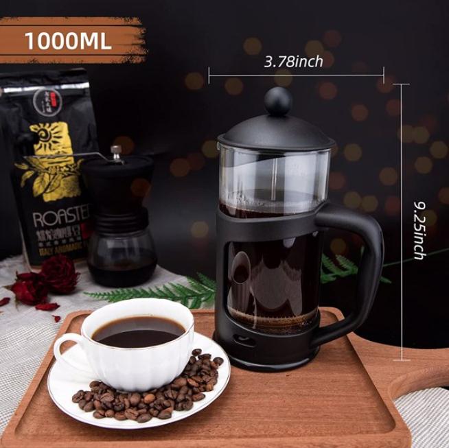 Bar Products French Press Coffee Maker 8 Cups, Cafetiere Perfect for Coffee Lover Gifts Morning Maximum Flavor Brewer with Stainless Steel Filter 34 o