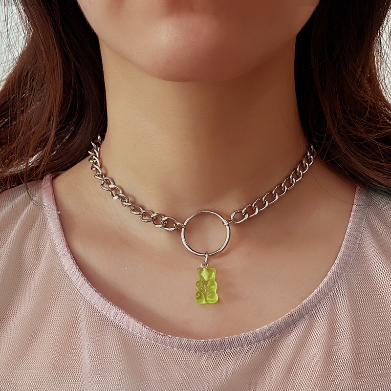 Necklaces Gummy Thick Chain Women Girl Cool Hip Hop Bear Cartoon Jelly Candy Color Pendant Necklace, Silver
Necklaces Gummy Thick Chain Women Girl Cool Hip Hop Bear Cartoon Jelly Candy Color Pendant Necklace, Silver
