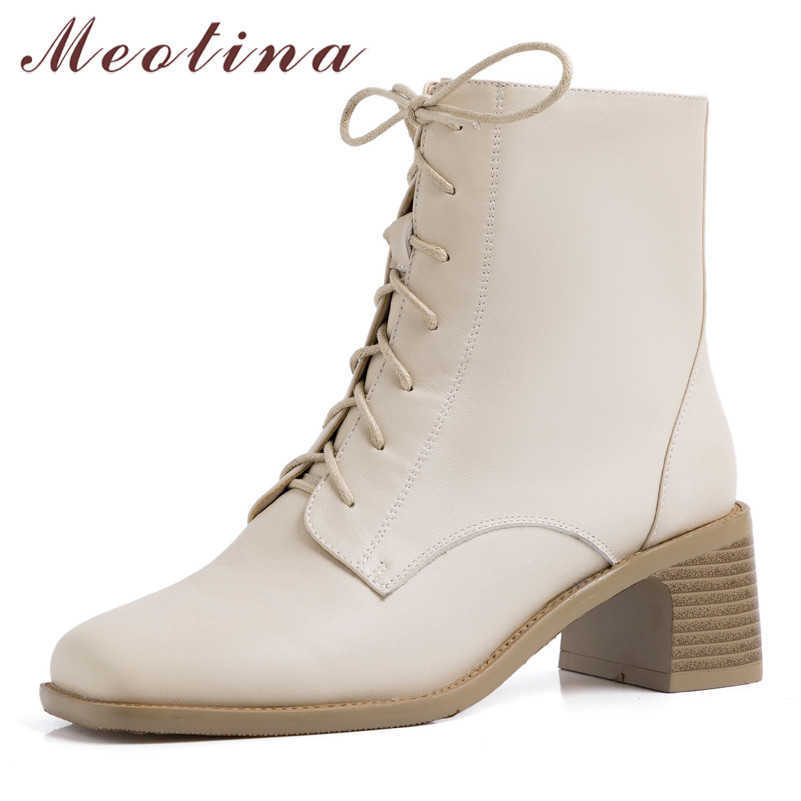 Meotina Short Boots Women Shoes Real Leather High Heel Ankle Boots Square Toe Block Heels Zip Lace Up Lady Boots Autumn Beige 40 210608, Black
Meotina Short Boots Women Shoes Real Leather High Heel Ankle Boots Square Toe Block Heels Zip Lace Up Lady Boots Autumn Beige 40 210608, Black