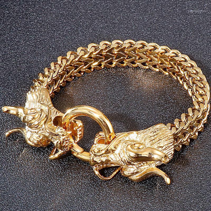 Link, Chain Gothic Double Dragon Head Men Bracelet Masculine Golden 12MM Franco Link Curb Men's Bracelets With Gift Bag Drop, Black
Link, Chain Gothic Double Dragon Head Men Bracelet Masculine Golden 12MM Franco Link Curb Men's Bracelets With Gift Bag Drop, Black